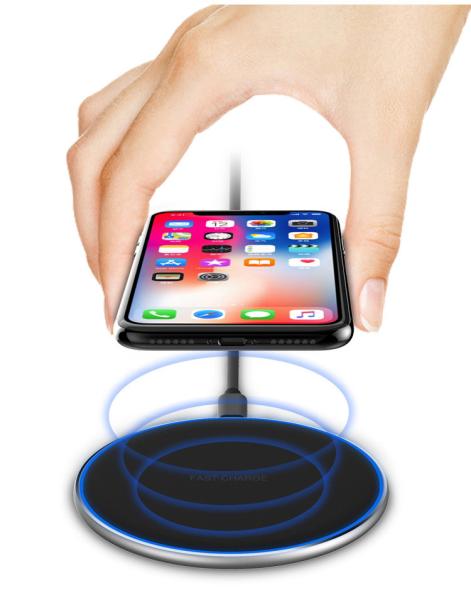 Buy cheap ABS+Aluminum Super Slim QI Certified Fast Charging Portable Wireless Charger 10W/7.5W/5W from wholesalers