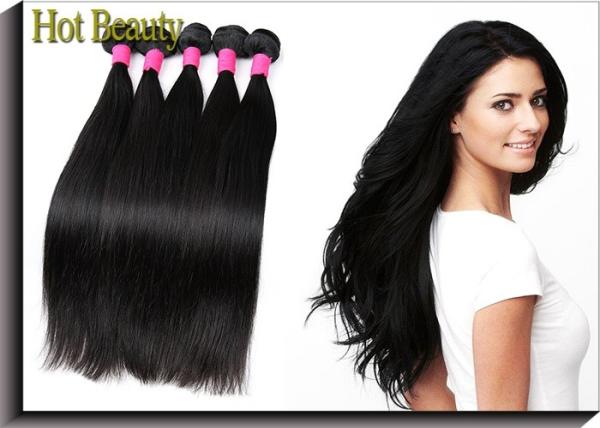 Quality 24'' Silky Straight 5A Virgin Brazilian Hair Natural Black Color No Tangle for sale