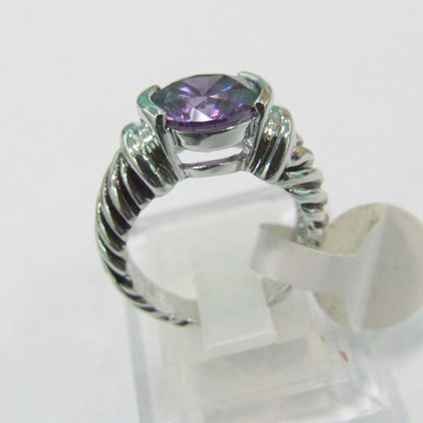Buy cheap (R-71) Fashion Jewelry Silver Plated Amethyst Cubic Zircon Petite Ring from wholesalers