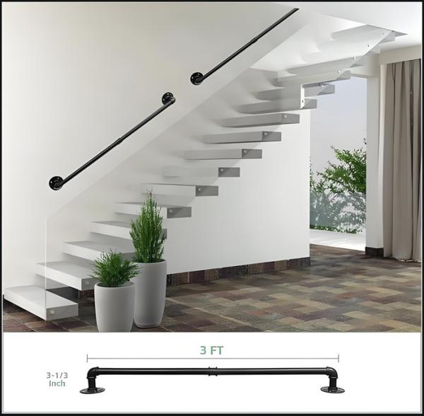 Buy cheap Heavy Duty Steel Wall Mounted Hand Railing For Stairs Space Saving Design from wholesalers