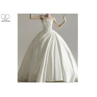 Buy cheap Cream luxury Unique Ball Gown Wedding Dresses Satin Long Tail Big Pleats product