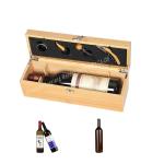 Sustainable Retro Wood Single Wine Bottle Box Holder Gift Christmas Day Wine