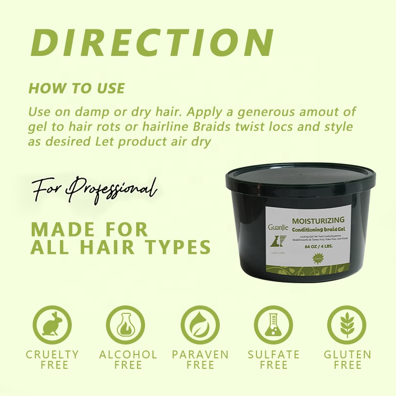 64 oz Private Label Loc n Twist Control Edge Braiding Gel Max Hold for Neat Braids HAIR