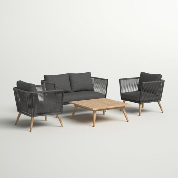 Buy cheap Modern Outdoor Furniture Set with Aluminum Frame and Wood Grain Finish from wholesalers