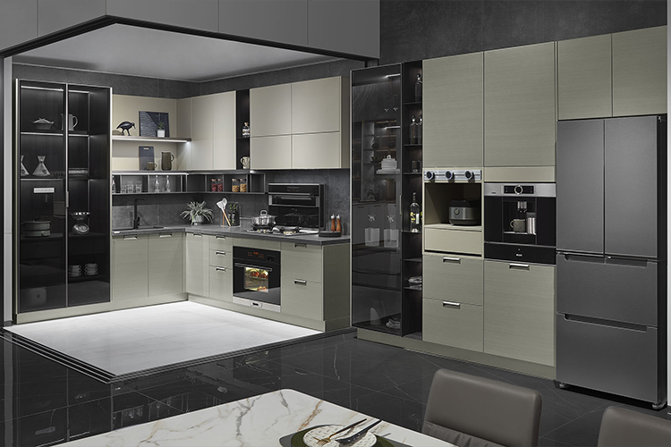OPPEIN modern design stainless steel luxury kitchen cabinet