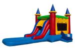 Colourful Inflatable 5 In 1 Combo Bounce House , Magic Castle Bounce House