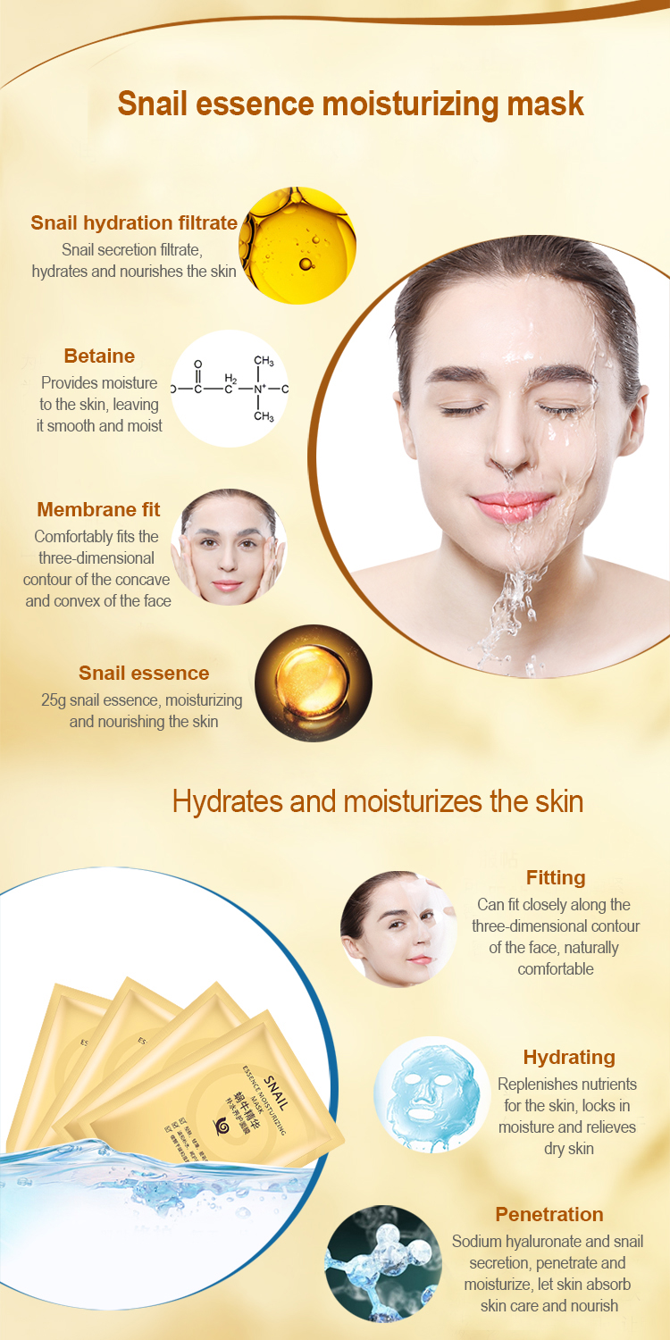 Brightening Mascarilla Facial Essence Korean Collagen Snail Silk Face Mask Sheet Overnight Whitening Beauty Spot Removal Mask