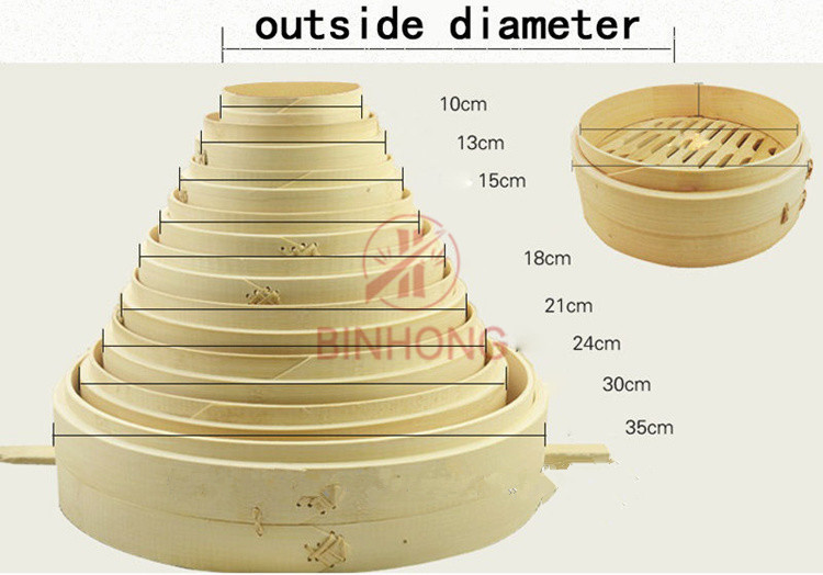 Custom 6-10inch Natural Bamboo Dumpling Steamer 2 Tiers With Lid