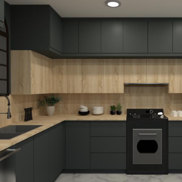 Buy cheap Modern Luxury Black Solid Wood Veneer Kitchen Cabinet For Villa House Building Project from wholesalers