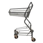 Convenient Gray Two Basket Shopping Trolley Folding Zinc Supermarket Basket Cart