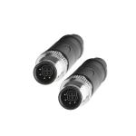 UL20554 26AWG Cable ,BLACK PUR M12 Hybrid 4+4Pin Circular Connector