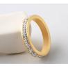 Buy cheap Double Row Diamond Ring Stainless Steel Jewelry Fashion Golden Diamond Ring from wholesalers