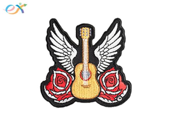 Buy cheap Biker Jacket Design Machine Embroidery Patches Clothes Logo Rose Guitar Patterns from wholesalers