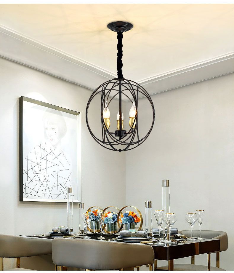 Iron Chandelier Lighting For Bedroom Kitchen E14 LED Modern Gold Black Chandelier(WH-CI-128)