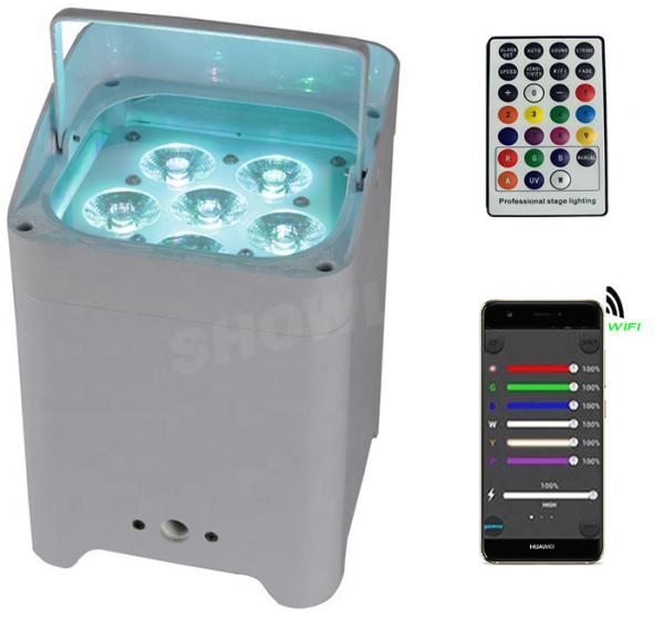 Buy cheap WIFI Remote Control Stage Lights , 6x18w RGBWAUV 6in1 Battery Powered Par Lights from wholesalers