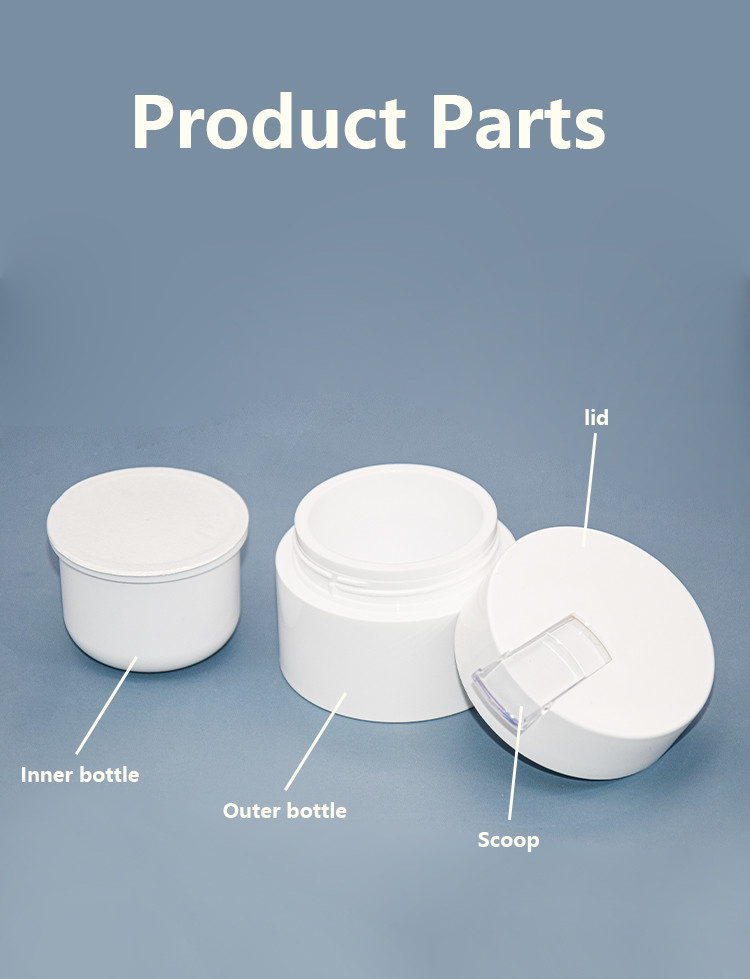 50g 100g Cosmetic Cream Jars White Pp Pcr Material Lightweight With Small Scoop