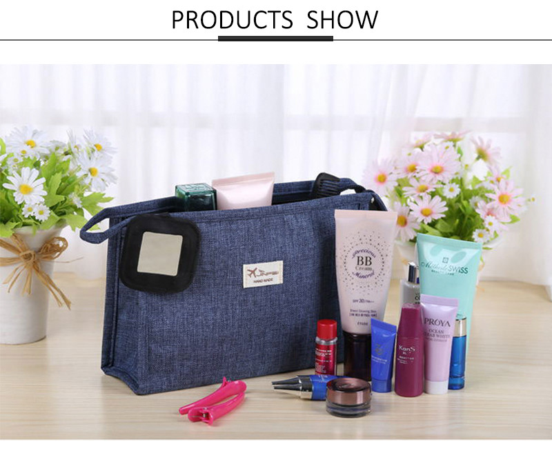 Zipper Private Label Plain Polyester Cosmetic Bag For Travel
