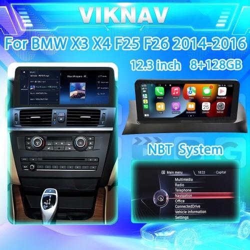 Viknav 12.3 inch Car Radio For BMW X3 X4 F25 F26 2014 15 16 NBT System Wireless