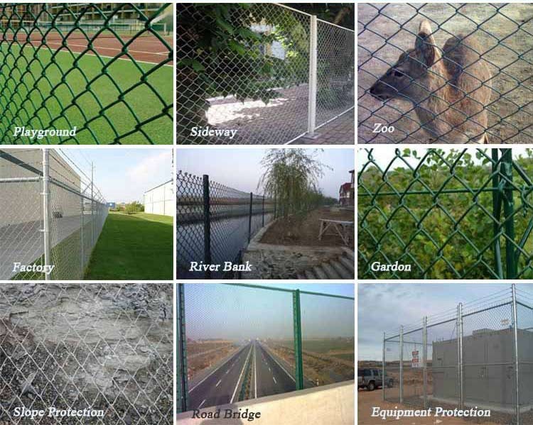 Factory price Diamond wire mesh/6ft Black Vinyl Coated Galvanized Chain Link Fence Per Sqm Weight