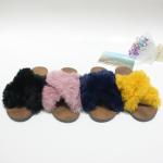 Janbal ODM Womens Soft Bottom Slippers cross strap Furry House Slippers