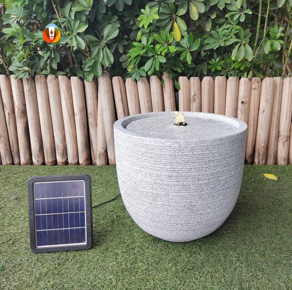 Transform Your Outdoor Space with Marble Grey Horizontal Stripes Solar Water