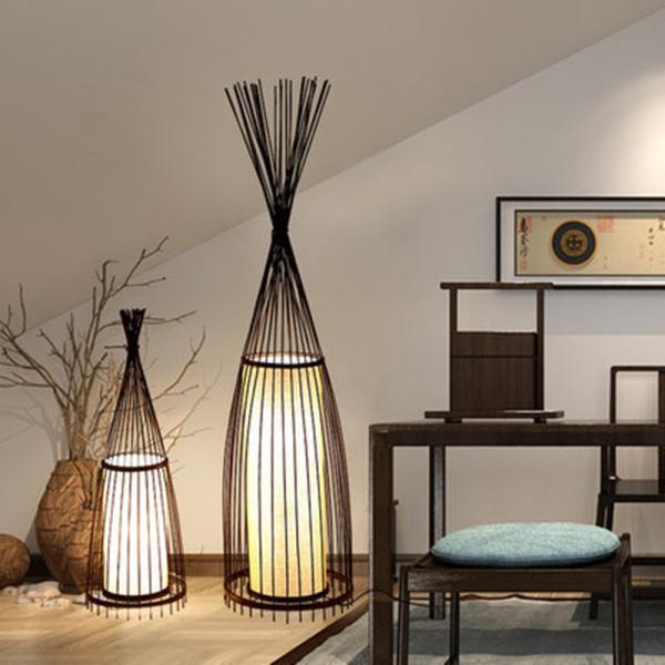 Buy cheap Natural Bamboo Standing Floor Lamp Cottage Wood Bamboo Shade Fabric Shade Floor lamp(WH-WFL-04） from wholesalers