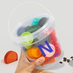 100% Material Translucent Plastic Round Coffee Bean Storage Bucket With Lid And
