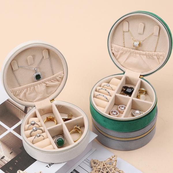 Buy cheap Round Shaped Soft Velvet Jewelry Storage Box Organizer Zipper Bag For Travel from wholesalers
