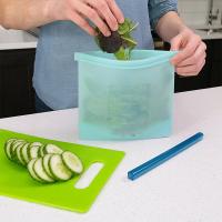 Buy cheap Leakproof Flat Collapsible Grade Reusable Clear Bags Silicone Food Storage Bag product