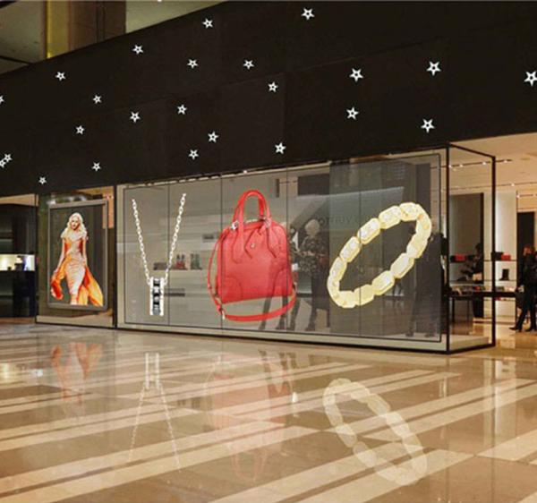 P3.91-7.8 Transparent Led Wall Window Showcase Slim Light Cabinet Unit Size 1000