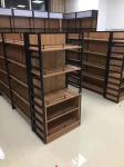 Wooden Grain Shop Gondola Shelving Medium Duty 4 Column Shelves
