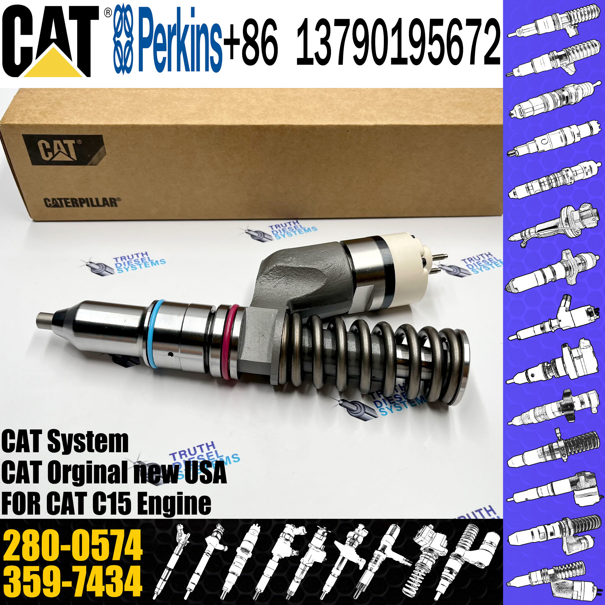 C15 C18 Engine Common Rail Diesel Fuel Injector 253-0608 253-0615 254-4183 259-5409 280-0574