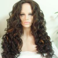 Buy cheap Handtied Kanekalon Fiber Lace Front Wigs Highlight Color Curly Hair Texture product