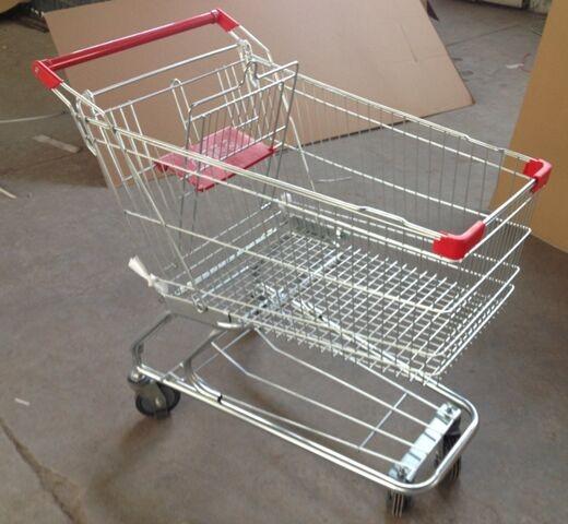 Buy cheap Grocery Shopping Trolley Wire Basket Cart Zinc Coated Elevator Wheels With Seat from wholesalers