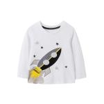Cartoon Beige Spring Children'S Clothing Boys Bottoming White Long Sleeve Shirt