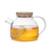Buy cheap Large Spout 1000ml Clear Glass Teapot Safe Water Kettle With Bamboo Lid from wholesalers