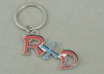 Zinc Alloy Synthetic Enamel Promotional Keychain Die Casting Silver RXD Key Ring