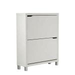 Customized Contemporary White Wooden Flip Down closed Shoe Rack Furniture 2 Tier