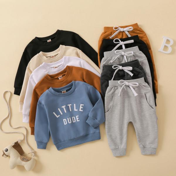 Buy cheap Children'S Letter Print Long Sleeved Clothes Two Piece from wholesalers
