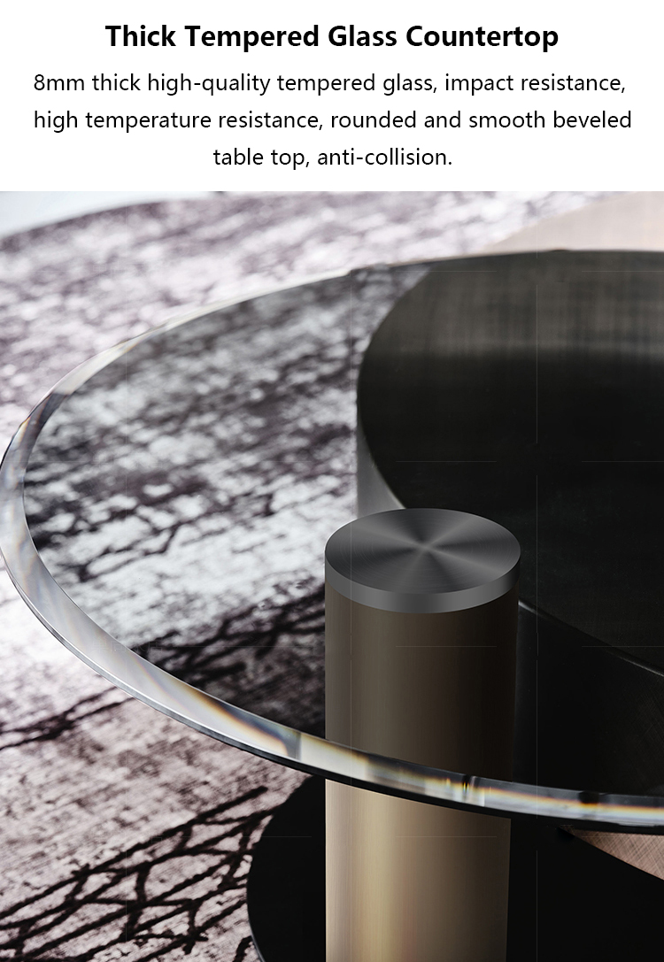 OEM Stainless Steel Contemporary Round Coffee Table With Metal Base