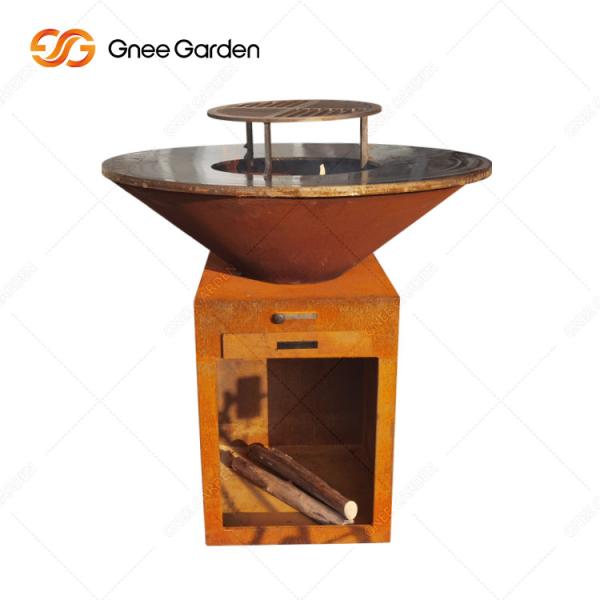 Buy cheap Charcoal Barbeque Grill Outdoor Corten Steel Fire Pit BBQ With Cooking Grill from wholesalers