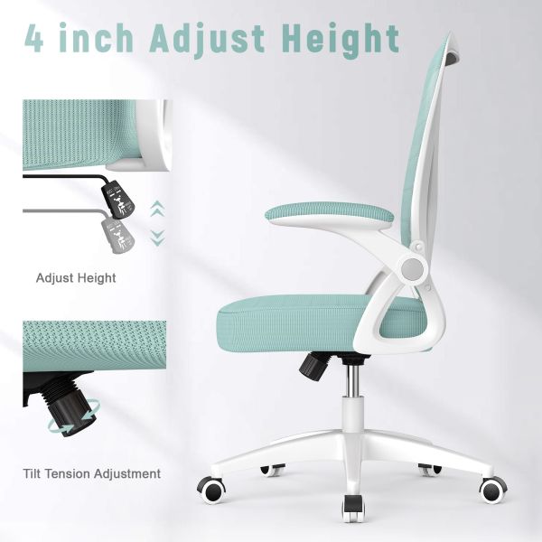 Customized Color Mid Back Office Chair with Adjustable Height Swivel and Flip-Up Arms