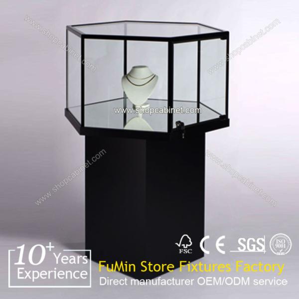 Buy cheap Mordern Titanium Alloy Glass Display Showcase,Glass Jewelry Display Cabinet from wholesalers