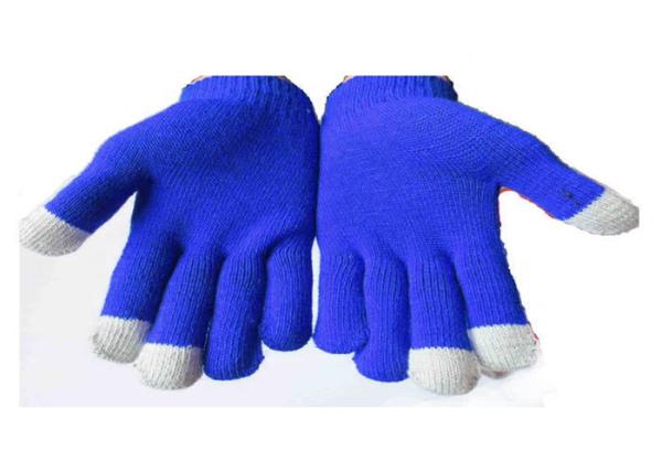 Three Finger Warm Touch Screen Gloves , Acrylic Knitted Magic Touch Screen