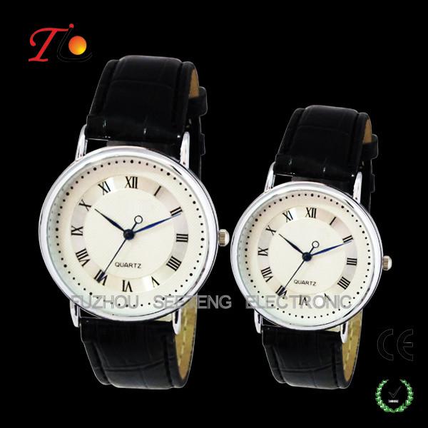 Buy cheap Classical Stylish Leather Strap Quartz Wrist Watches for Lovers/Couple from wholesalers