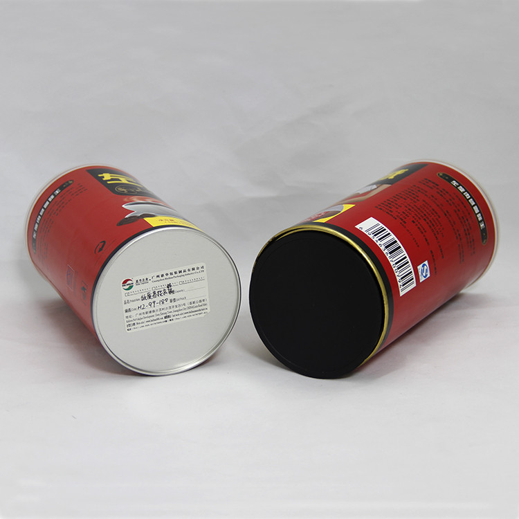 Alumunium Easy Open End Paper Composite Cans with Black PP Plug and PE Cap