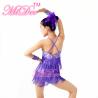 Buy cheap Biketard Confetti Sequin Fringe Dress Kids Purple Latin Dance Costumes from wholesalers