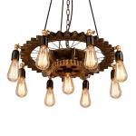 Creative Retro Loft Chandelier Wood Pendant Lamp Restaurant Living Room Dining