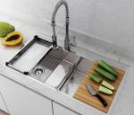 Low Divide Gauge Top Mount Double Sink , Stainless Steel Handmade Sink