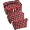Buy cheap 3pcs Red Black Plaid Polyester Cosmetic Bag For Travel from wholesalers